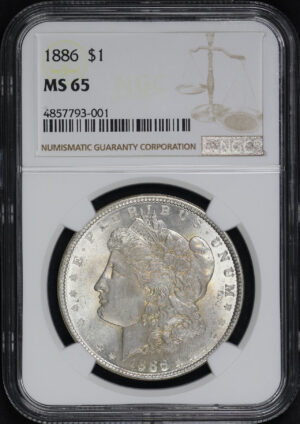 Obverse of this 1886 Morgan Dollar NGC MS-65
