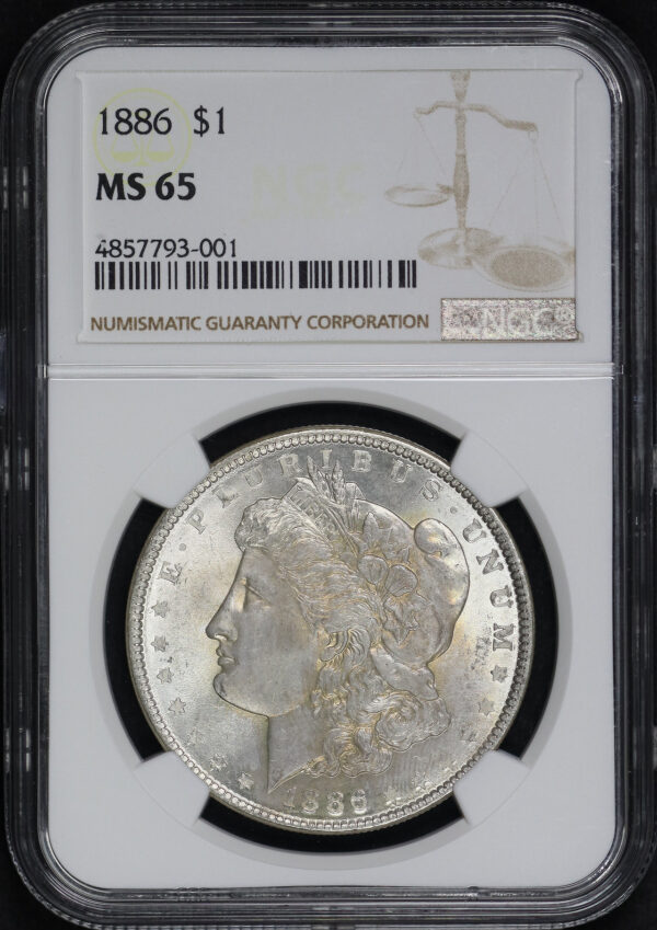 Obverse of this 1886 Morgan Dollar NGC MS-65