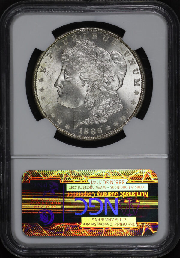 Reverse of this 1886 Morgan Dollar NGC MS-65★
