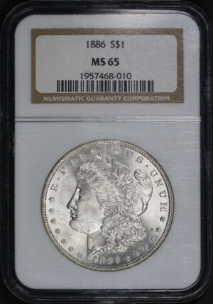 Obverse of this 1886 Morgan Dollar NGC MS-65