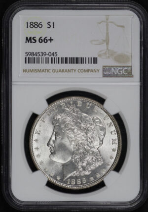 Obverse of this 1886 Morgan Dollar NGC MS-66+