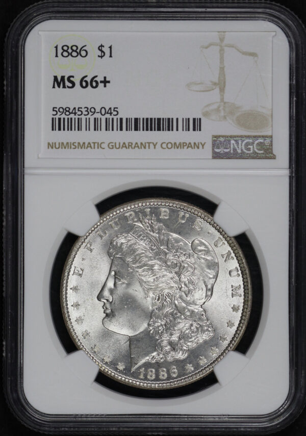Obverse of this 1886 Morgan Dollar NGC MS-66+