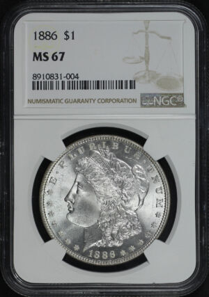 Obverse of this 1886 Morgan Dollar NGC MS-67