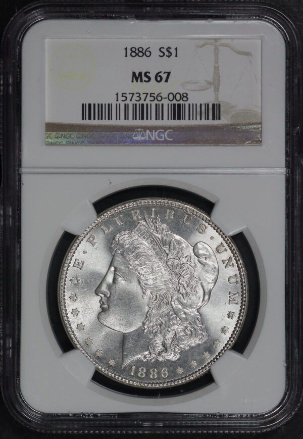 Obverse of this 1886 Morgan Dollar NGC MS-67