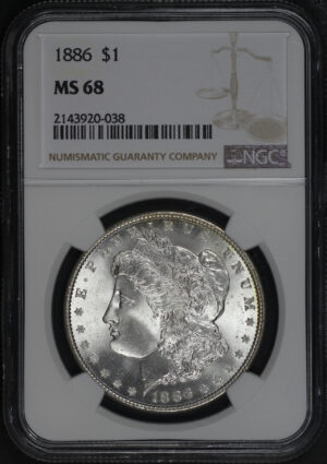 Obverse of this 1886 Morgan Dollar NGC MS-68