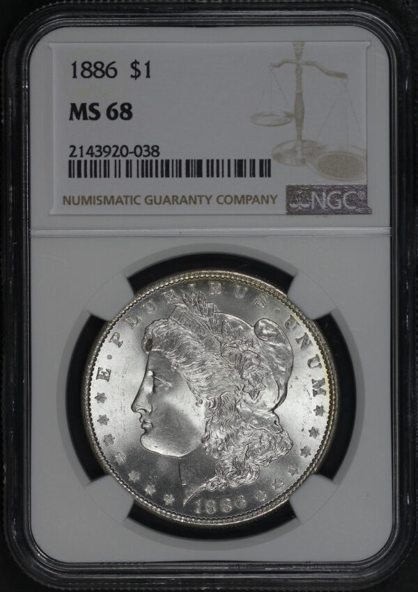 Obverse of this 1886 Morgan Dollar NGC MS-68