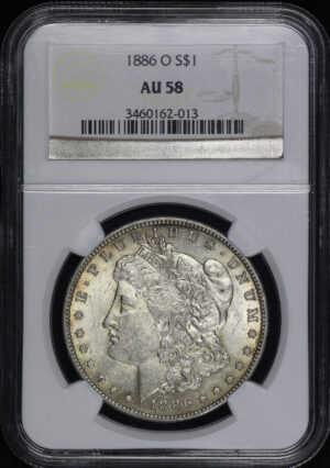 Obverse of this 1886-O Morgan Dollar NGC AU-58