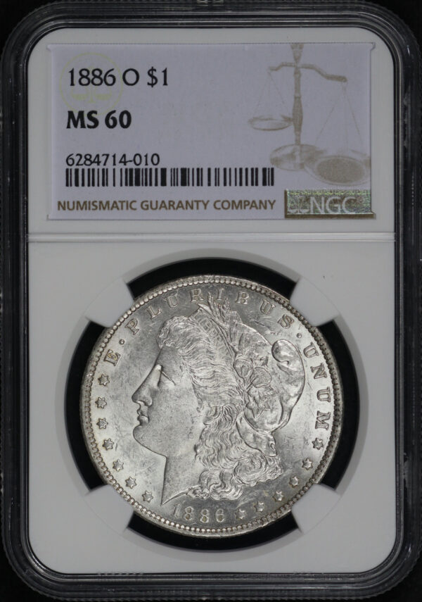 Obverse of this 1886-O Morgan Dollar NGC MS-60