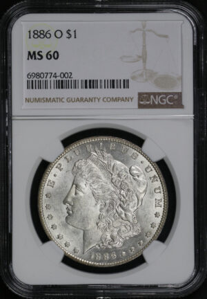 Obverse of this 1886-O Morgan Dollar NGC MS-60