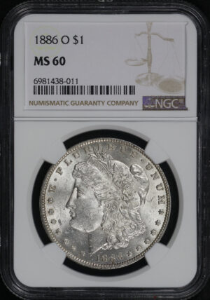 Obverse of this 1886-O Morgan Dollar NGC MS-60