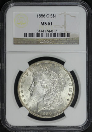 Obverse of this 1886-O Morgan Dollar NGC MS-61