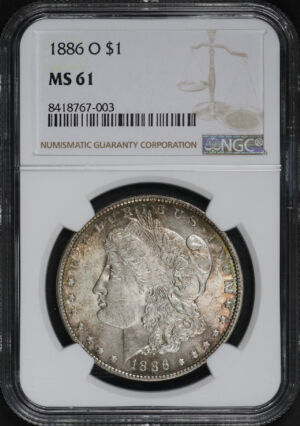 Obverse of this 1886-O Morgan Dollar NGC MS-61