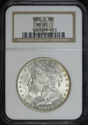 Obverse of this 1886-O Morgan Dollar NGC MS-61