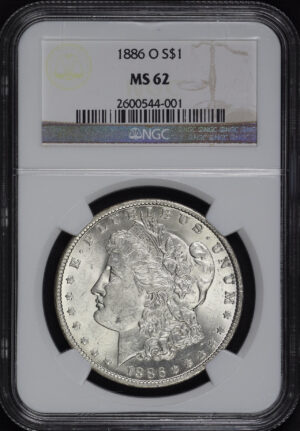 Obverse of this 1886-O Morgan Dollar NGC MS-62
