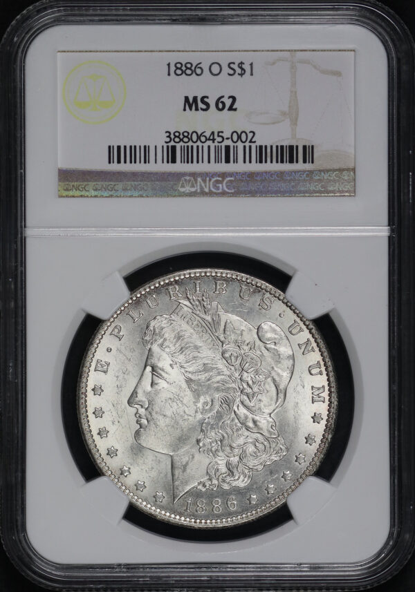 Obverse of this 1886-O Morgan Dollar NGC MS-62
