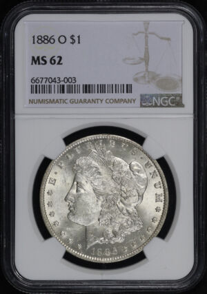 Obverse of this 1886-O Morgan Dollar NGC MS-62