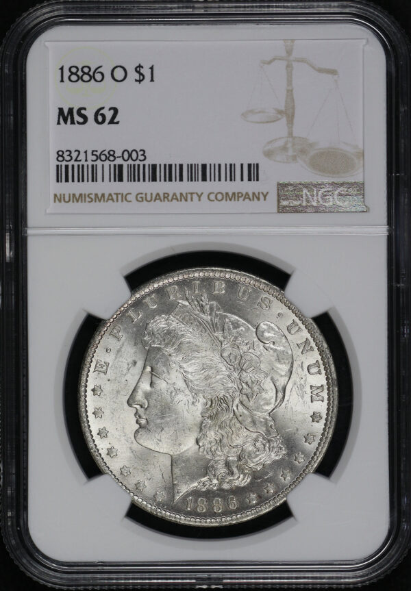 Obverse of this 1886-O Morgan Dollar NGC MS-62