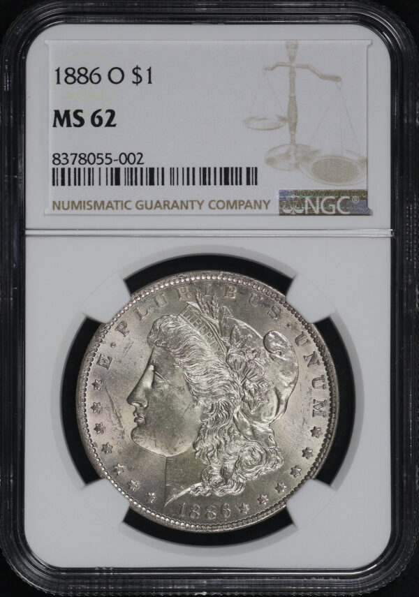 Obverse of this 1886-O Morgan Dollar NGC MS-62