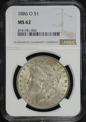 Obverse of this 1886-O Morgan Dollar NGC MS-62