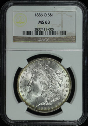Obverse of this 1886-O Morgan Dollar NGC MS-63