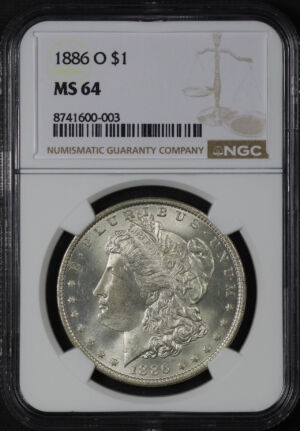 Obverse of this 1886-O Morgan Dollar NGC MS-64