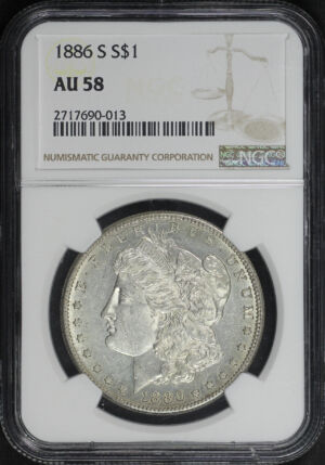 Obverse of this 1886-S Morgan Dollar NGC AU-58