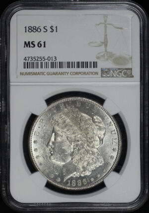 Obverse of this 1886-S Morgan Dollar NGC MS-61