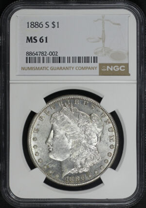 Obverse of this 1886-S Morgan Dollar NGC MS-61
