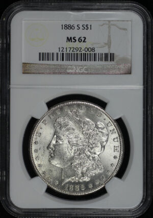 Obverse of this 1886-S Morgan Dollar NGC MS-62