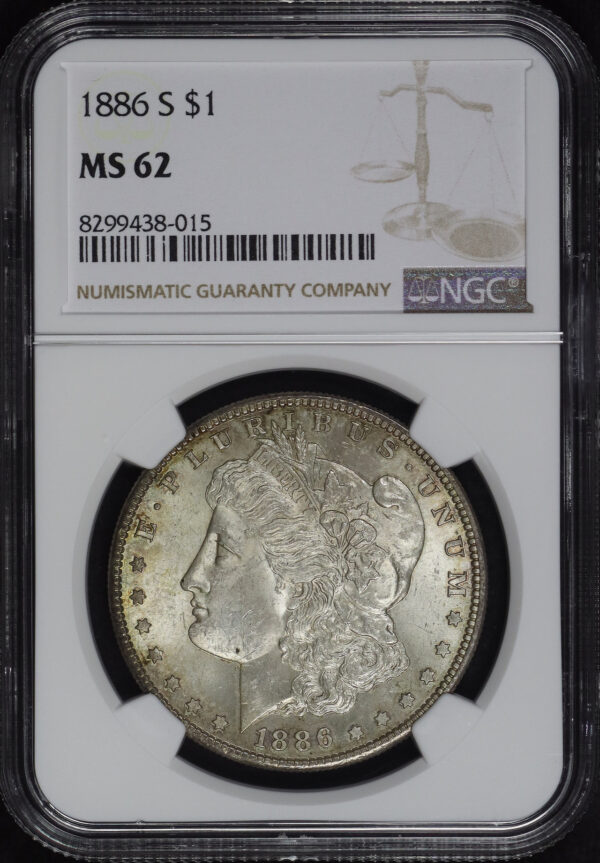 Obverse of this 1886-S Morgan Dollar NGC MS-62