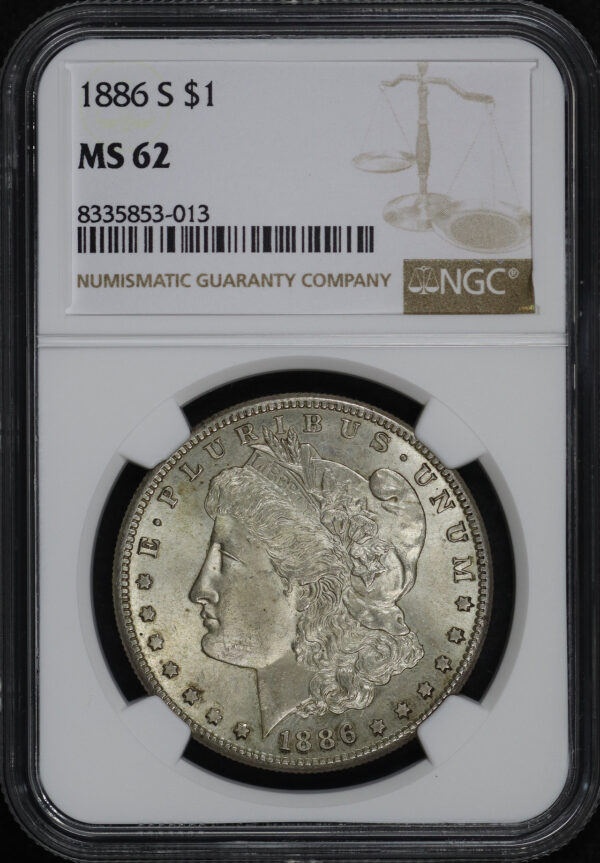 Obverse of this 1886-S Morgan Dollar NGC MS-62