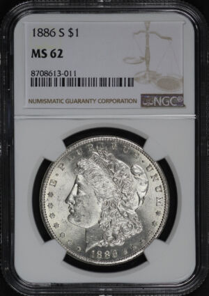 Obverse of this 1886-S Morgan Dollar NGC MS-62