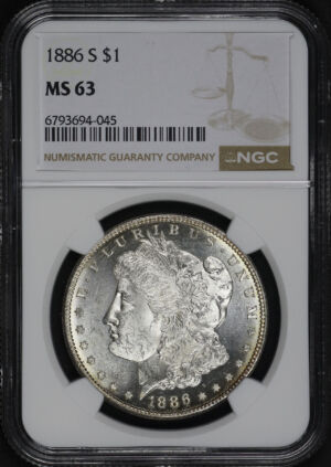 Obverse of this 1886-S Morgan Dollar NGC MS-63