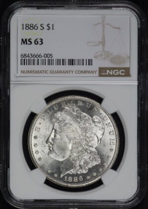 Obverse of this 1886-S Morgan Dollar NGC MS-63