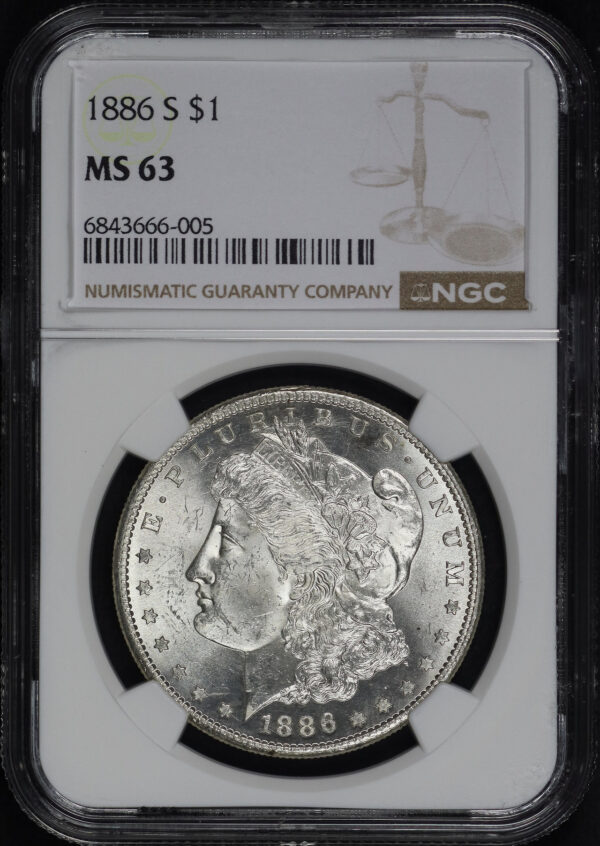 Obverse of this 1886-S Morgan Dollar NGC MS-63