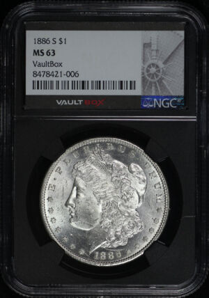 Obverse of this 1886-S Morgan Dollar NGC MS-63 VaultBox