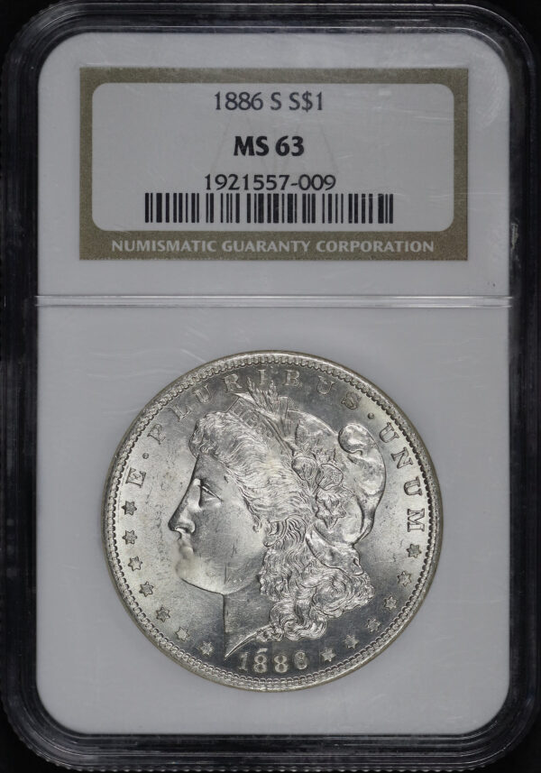 Obverse of this 1886-S Morgan Dollar NGC MS-63
