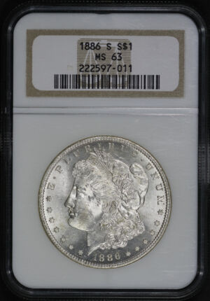 Obverse of this 1886-S Morgan Dollar NGC MS-63