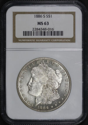 Obverse of this 1886-S Morgan Dollar NGC MS-63