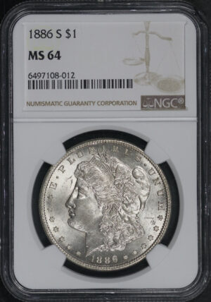 Obverse of this 1886-S Morgan Dollar NGC MS-64
