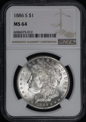 Obverse of this 1886-S Morgan Dollar NGC MS-64