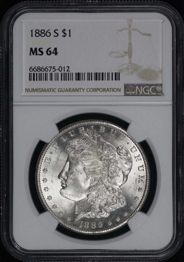 Obverse of this 1886-S Morgan Dollar NGC MS-64