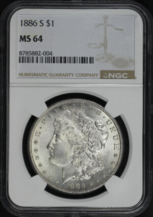 Obverse of this 1886-S Morgan Dollar NGC MS-64