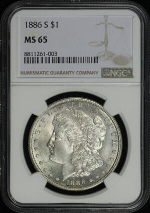 Obverse of this 1886-S Morgan Dollar NGC MS-65