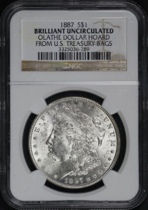 Obverse of this 1887 Morgan Dollar NGC UNC-Olathe Dollar Hoard From U.S. Treasury Bags