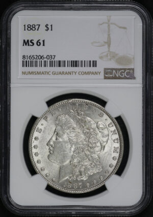 Obverse of this 1887 Morgan Dollar NGC MS-61