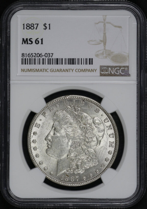 Obverse of this 1887 Morgan Dollar NGC MS-61