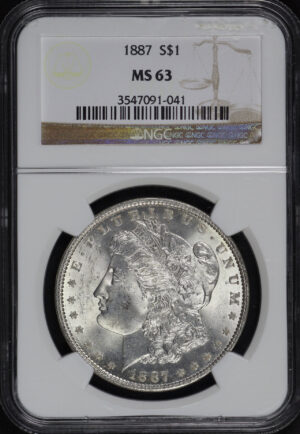 Obverse of this 1887 Morgan Dollar NGC MS-63