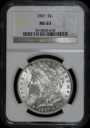 Obverse of this 1887 Morgan Dollar NGC MS-63