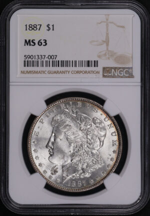 Obverse of this 1887 Morgan Dollar NGC MS-63